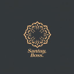 A design concept featuring a small emblem on the front displaying the words 'Santuy, Boss' in stylish typography