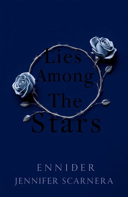 A dark blue book cover featuring the title "Lies Among The Stars" written in bold black lettering