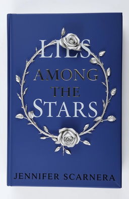 A dark blue book cover featuring the title "Lies Among The Stars" written in bold black lettering