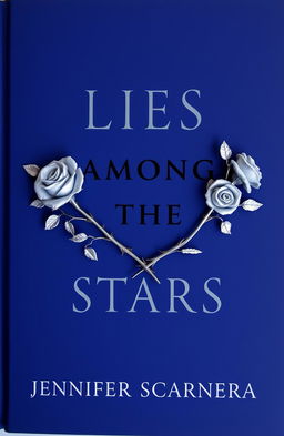 A dark blue book cover featuring the title "Lies Among The Stars" written in bold black lettering