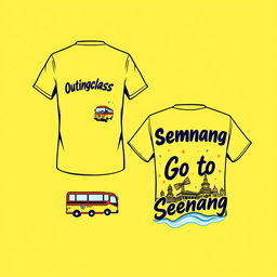 Create a vibrant T-shirt design for an outing class from SDN Kwangen traveling to Semarang