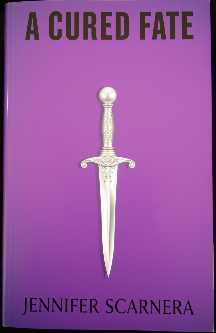 A book cover with a violet background featuring the title "A Cursed Fate" in bold black letters at the top