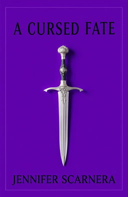 A book cover with a violet background featuring the title "A Cursed Fate" in bold black letters at the top