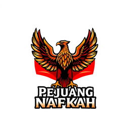 Design a powerful and patriotic logo for "Pejuang Nafkah" featuring a majestic Garuda