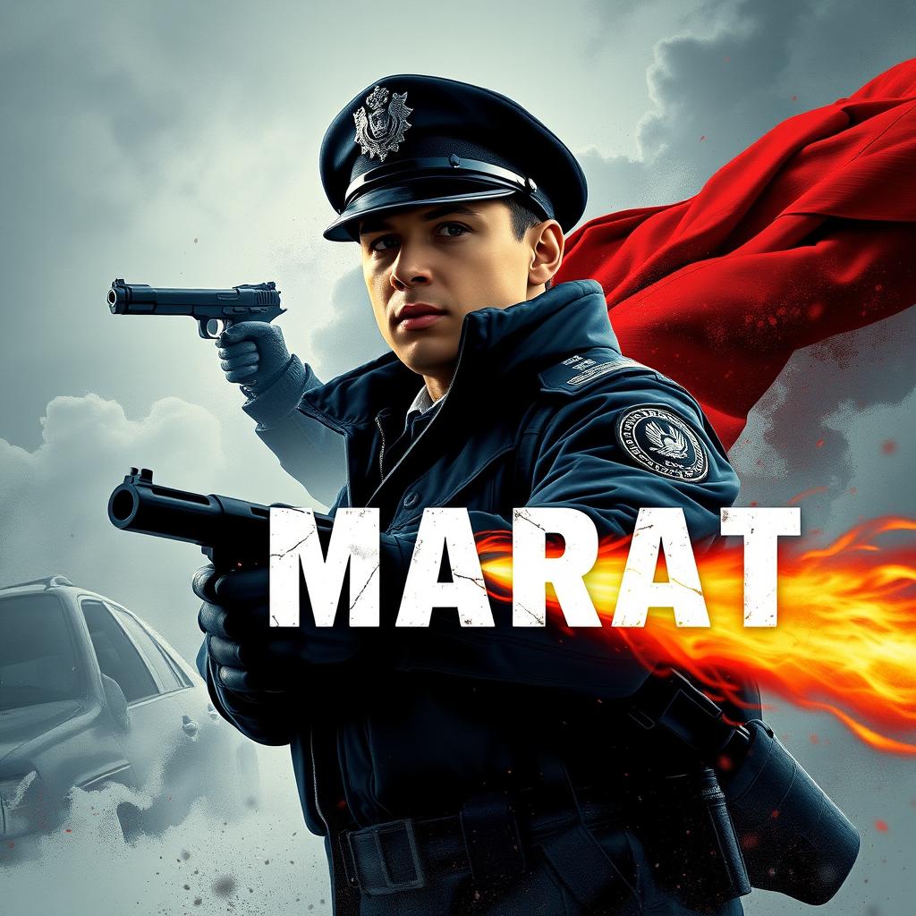 A movie poster for a film about a young, principled graduate from the Kyrgyzstan Police Academy named Marat