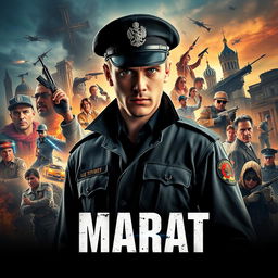 A movie poster showcasing a young and principled Marat, a recent graduate from the Academy of the Ministry of Internal Affairs, as he embarks on his first assignment as a precinct officer in the capital