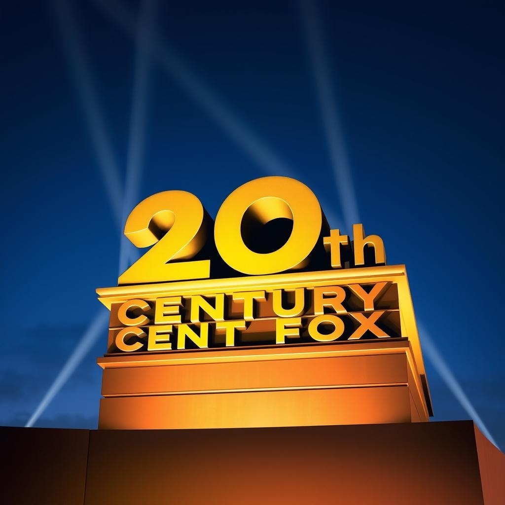 An iconic depiction of the 20th Century Fox logo, portrayed in a classic and timeless style