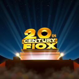 A majestic portrayal of the 20th Century Fox logo, set under a starry night sky