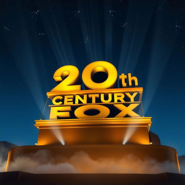 A majestic portrayal of the 20th Century Fox logo, set under a starry night sky