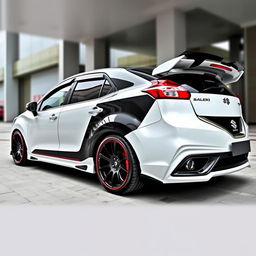 A fully modified Maruti Suzuki Baleno car showcasing an exquisite two-tone color scheme