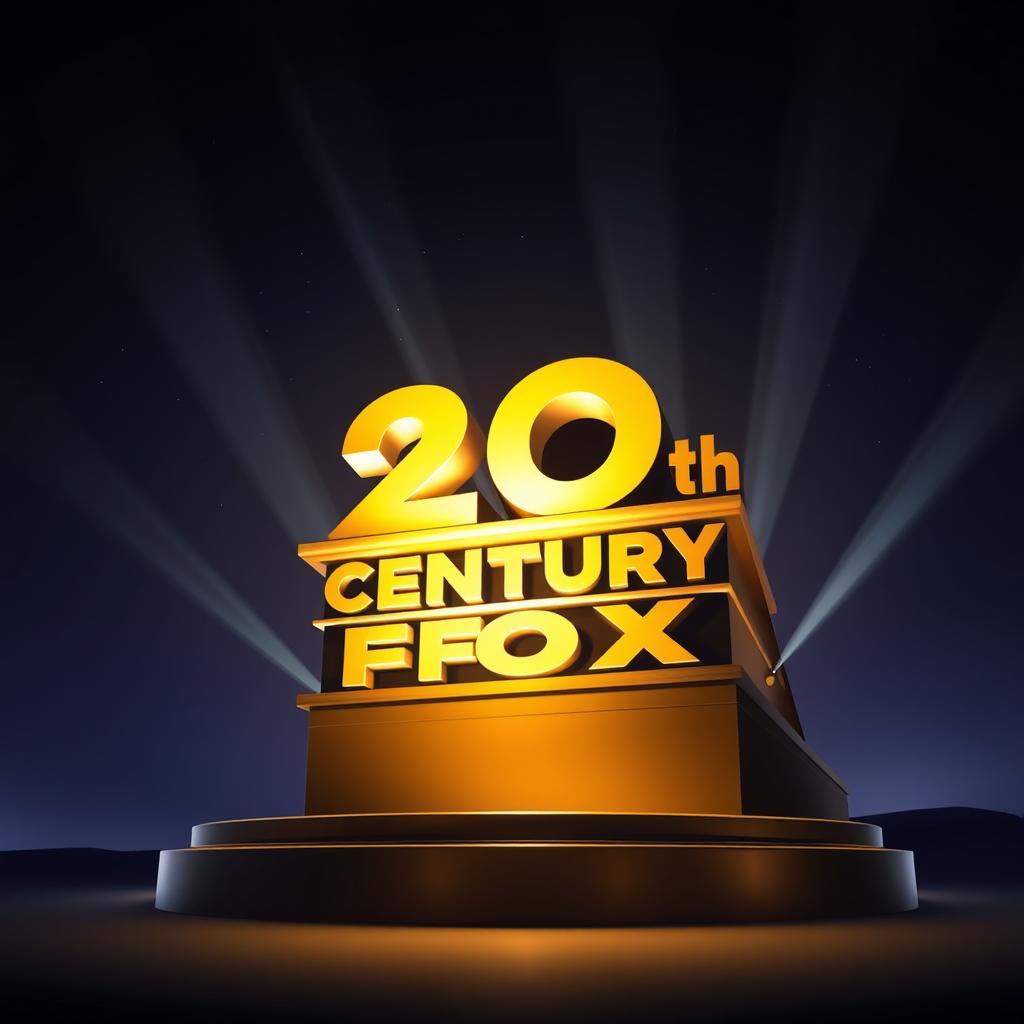 A captivating portrayal of the 20th Century Fox logo, set under a clear night sky