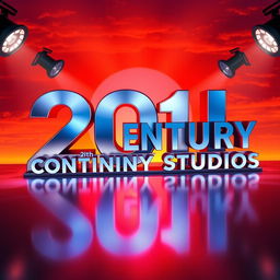 A vibrant and modern portrayal of the 20th Century Studios logo, set against a dazzling sunset backdrop