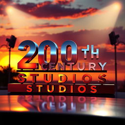 A vibrant and modern portrayal of the 20th Century Studios logo, set against a dazzling sunset backdrop