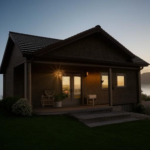 A cozy, welcoming home in the late afternoon with warm light filtering through the windows.