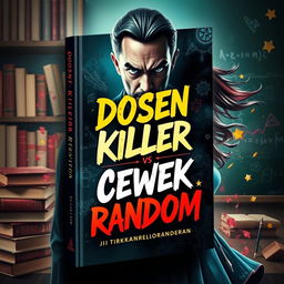 An intense and captivating book cover for "Dosen Killer vs Cewek Random"