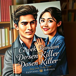 A captivating book cover depicting a romantic story between a handsome professor and a beautiful girl