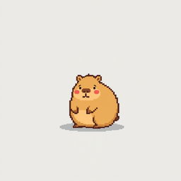 A cute and simple pixel art illustration of a capybara, depicted with a rounded shape and gentle expression