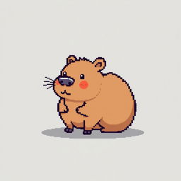 A cute and simple pixel art illustration of a capybara, depicted with a rounded shape and gentle expression