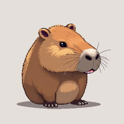 A realistic pixel art illustration of a capybara, maintaining a cute and simple style