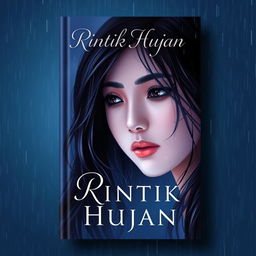 Book cover titled 'Rintik Hujan' featuring a woman named Zaira, with a rainy background