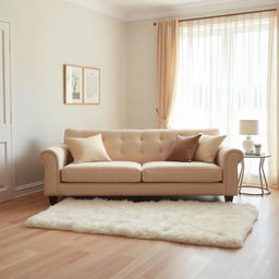 A cozy bedroom featuring a stylish sofabed as the focal point