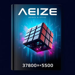 A dynamic book cover featuring a Rubik's Cube 4x4 in a futuristic setting