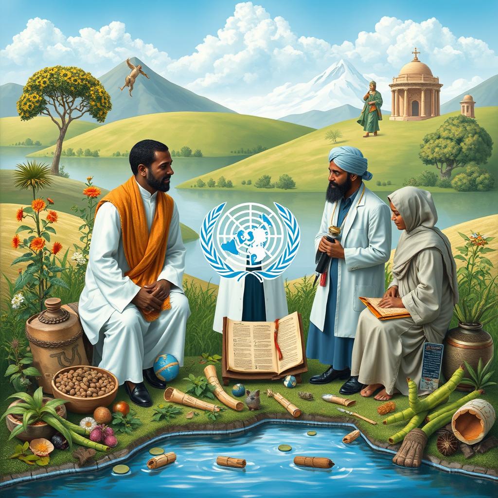 An artistic representation of the relationship between the World Health Organization (WHO) and traditional medicine