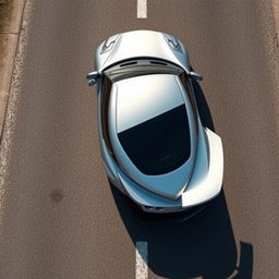 A Nissan GTR seen from a bird's-eye view, capturing the sleek and aerodynamic design of the sports car