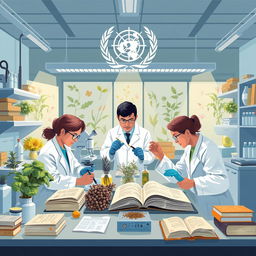 An illustration of the World Health Organization (WHO) engaging in research on traditional medicine