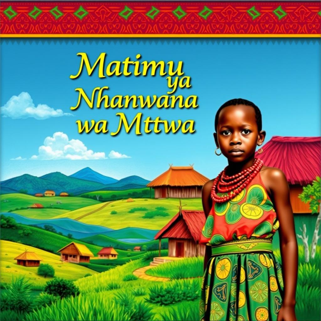 Book cover titled "Matimu ya Nhanwana wa Mutswa" featuring an African theme, with rich colors reminiscent of traditional African art