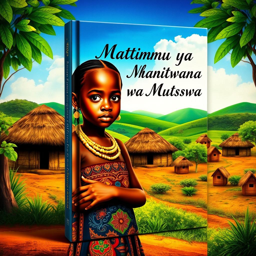 Book cover titled "Matimu ya Nhanwana wa Mutswa" featuring an African theme, with rich colors reminiscent of traditional African art