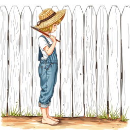 A 20-year-old girl with short blonde hair is painting a wooden fence white with a large brush