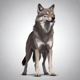 A vector illustration of a wolf in a back pose, looking towards the viewer while saying 'Hi'.