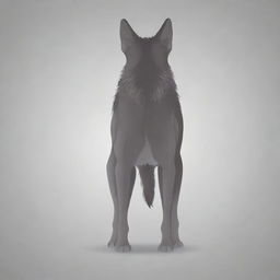 A vector illustration of a wolf in a back pose, looking towards the viewer while saying 'Hi'.