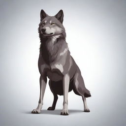 A vector illustration of a wolf in a back pose, looking towards the viewer while saying 'Hi'.