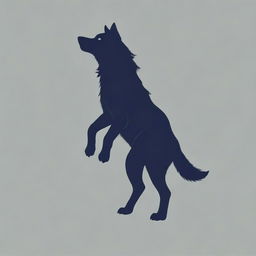 A vector design of a wolf from the back with one paw floating in the air.