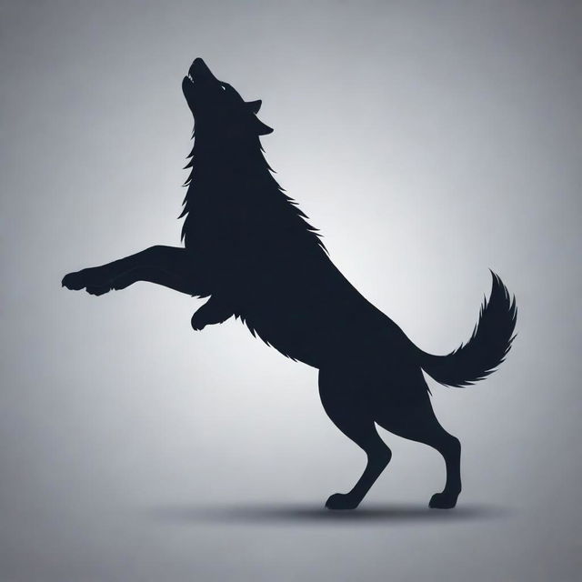 A vector design of a wolf from the back with one paw floating in the air.