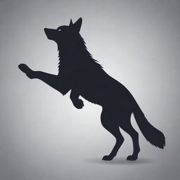 A vector design of a wolf from the back with one paw floating in the air.