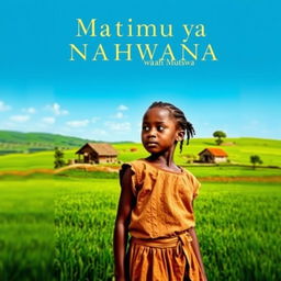 A young girl growing up in a rural countryside, determined and resilient, depicted in a captivating book cover titled 'Matimu ya Nhanwana wa Mutswa'