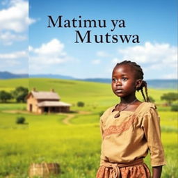 A young girl growing up in a rural countryside, determined and resilient, depicted in a captivating book cover titled 'Matimu ya Nhanwana wa Mutswa'