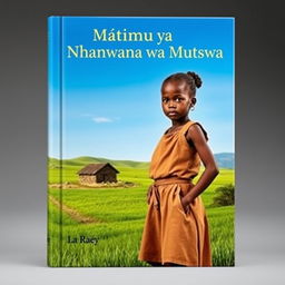 A young girl growing up in a rural countryside, determined and resilient, depicted in a captivating book cover titled 'Matimu ya Nhanwana wa Mutswa'