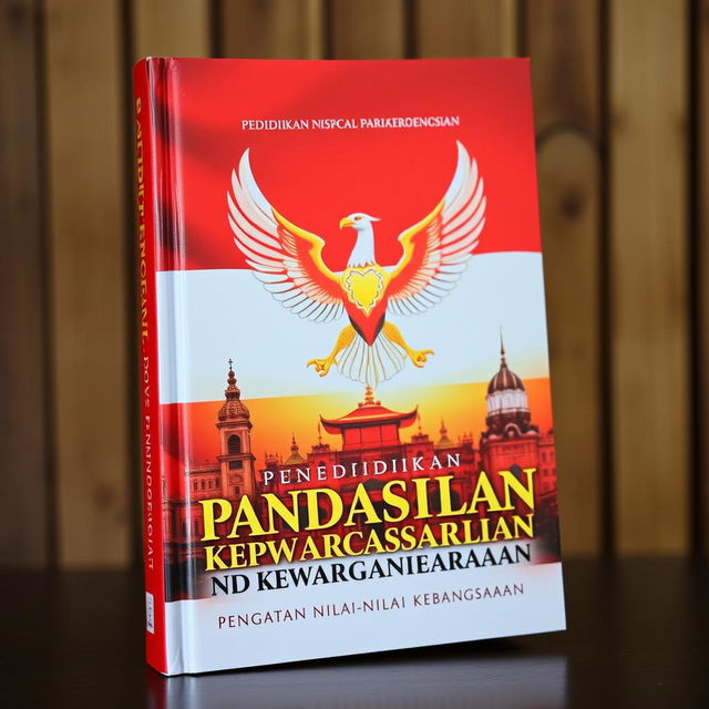 A captivating book cover for "Pendidikan Pancasila dan Kewarganegaraan: Penguatan Nilai-Nilai Kebangsaan"