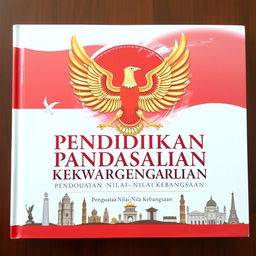 A captivating book cover for "Pendidikan Pancasila dan Kewarganegaraan: Penguatan Nilai-Nilai Kebangsaan"