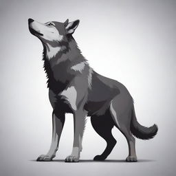 Vector illustration of a wolf, solely showing its back pose, with one paw elegantly lifted in the air.