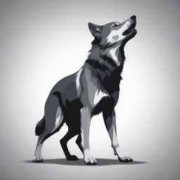 Vector illustration of a wolf, solely showing its back pose, with one paw elegantly lifted in the air.