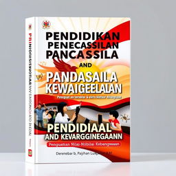 A dynamic and inspiring book cover for "Pendidikan Pancasila dan Kewarganegaraan: Penguatan Nilai-Nilai Kebangsaan"