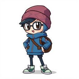 A Pokémon trainer sprite with a stylish blue outfit