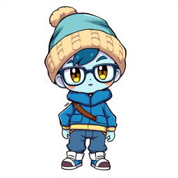 A Pokémon trainer sprite with a stylish blue outfit