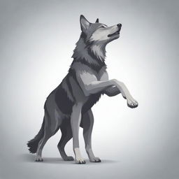 Vector illustration of a wolf, solely showing its back pose, with one paw elegantly lifted in the air.