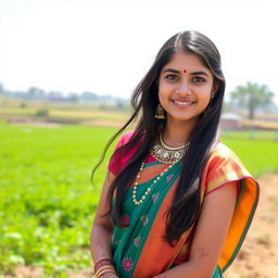 A beautiful Bangladeshi girl with traditional clothing, featuring a vibrant saree, intricate jewelry, and henna tattoos on her hands